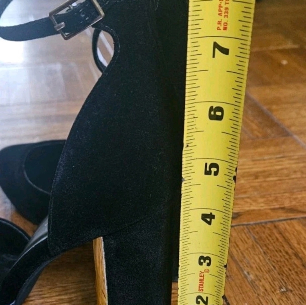 Pre-Owned Lulus Black Velvet Ankle Strap Block Heel Pumps Women’s Size 8.5 - Picture 7 of 8